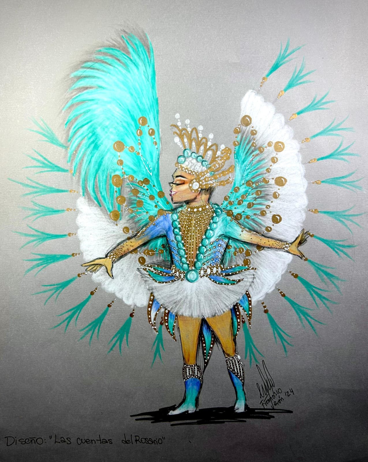 Diseño original del traje Las cuentas del Rosario